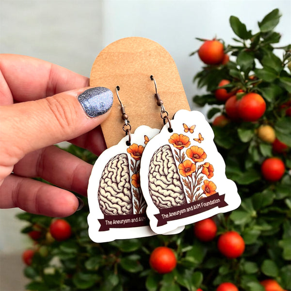 The Aneurysm and AVM Foundation Wood Earrings