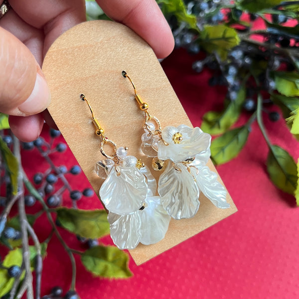 Beaded Petal Waterfall Earrings