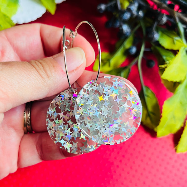 Hooped Acrylic Star Earrings