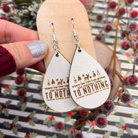 Ivory Wood "Where Treetops Glisten and Children Listen To Nothing. Children Literally Listen To Nothing" Funny Teardrop Earrings