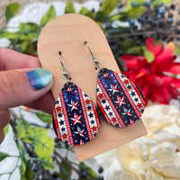 RWB Star Sub Wood Teardrop Earrings