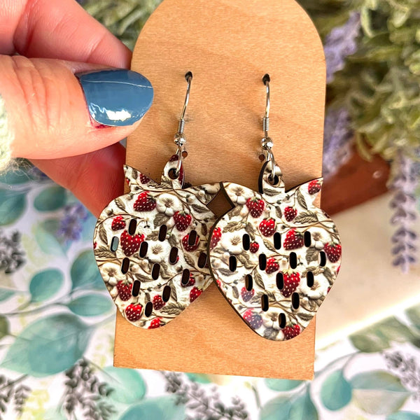 Strawberry Sub Wood Earrings