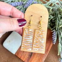 Pearl with Gold Veining Acrylic Earrings