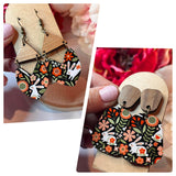 Bunny and Walnut Wood Studded Earrings