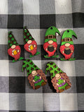 Hand painted Wood Leprechaun Earrings