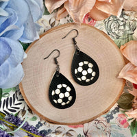 Soccer Leather Teardrop Earrings