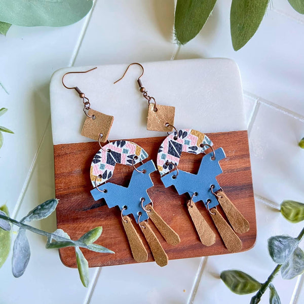 Boho Leather Dangle Earrings