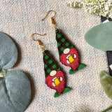 Hand painted Wood Leprechaun Earrings